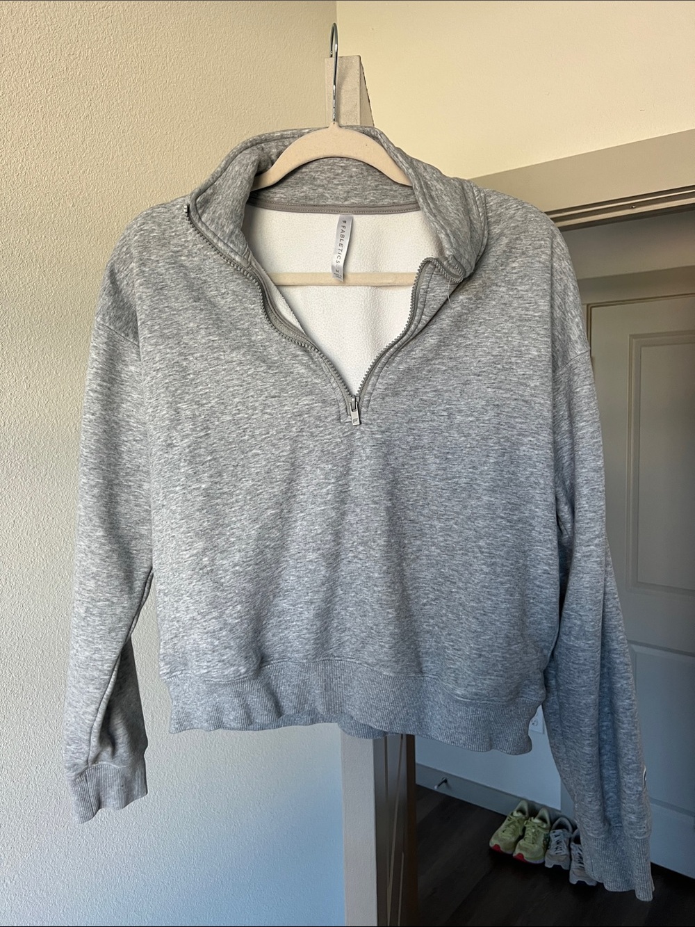 Fabletics Heather Gray Quarter-Zip Pullover Sweatshirt